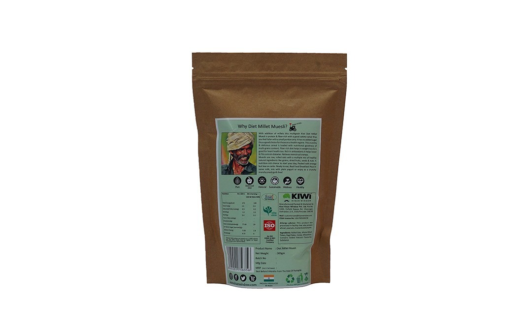 Kiwi Kisan Window Breakfast Cereal Diet Millet Muesli   Pack  200 grams